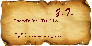 Gacsári Tullia névjegykártya